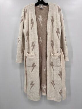 Local Beach Cozy Lightning Pattern Open-Front Robe Cardigan Thunder Bolt Graphic